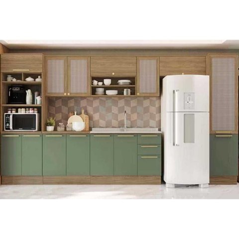 Cozinha Modulada Completa Botanic 8 Peças (3aéreos+2balcões+2paneleiros+1complemento) S/pia M651