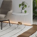 Ver imagem 1 de Mesa Lateral Redonda Industrial Italy Ferro Branco e Tampo Branco