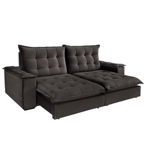 Sofá Retrátil e Reclinável Molas Ensacadas 5 Lugares Atenas Evidence Suede Cinza