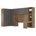 Ver imagem 2 de Quarto Escócia Modulado de Casal Mesa Escrivaninha 10 Portas + Guarda Roupa Amêndola/Grafito