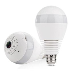 Câmera Lâmpada Espiã Wifi Hd Ip Led Panorâmica Vr 360º com Áudio . - 1