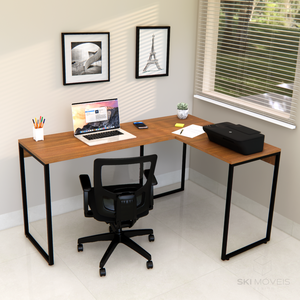 Mesa em L Escrivaninha Industrial de Canto 100% Mdf Aço