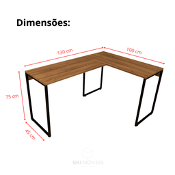 Mesa em L Escrivaninha Industrial de Canto 100% Mdf Aço - 2