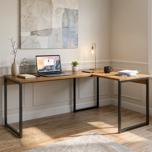 Mesa em L Escrivaninha Industrial de Canto 100% Mdf Aço