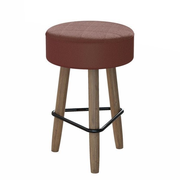 Conjunto com Mesa de Jantar 120cm e 4 Banquetas Vermelhas - Cor Aspen Gold - 2