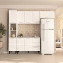 Ver imagem 4 de Cozinha Amara 4 Peças 240x224,5cm Armários Aéreos Paneleiro Balcão Branco 250078