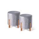 Ver imagem 1 de Kit 02 Puffs Decorativo Redondo em Suede Cor Chumbo