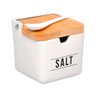 Saleiro de Porcelana com Colher Tampa de Bambu Capacidade 270 Ml Branco - 3
