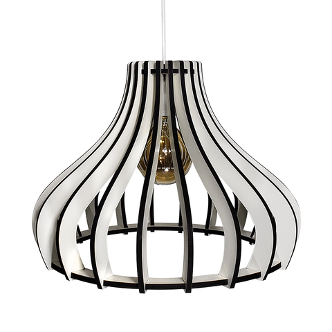 Luminária Pendente Madeira Bivolt E27 Sala Ilha Cozinha Balcão Moscou 20H Branco