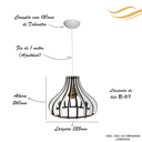 Ver imagem 2 de Luminária Pendente Madeira Bivolt E27 Sala Ilha Cozinha Balcão Moscou 20H Branco