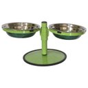 Ver imagem 1 de Comedouro Pequeno Duplo Inox Altura Regulável - Verde