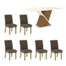 Kit Conjunto Mesa Solus 160 Cm 6 Cadeiras Sala de Jantar Cozinha Mdf Madeira Off White Bege Escuro - 2
