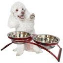 Ver imagem 2 de Comedouro Ferro Cachorro Coelho Mini Duplo Inox - Vermelho