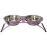 Comedouro Ferro Cachorro Coelho Mini Duplo Inox - Rosa - 1