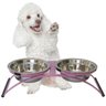 Comedouro Ferro Cachorro Coelho Mini Duplo Inox - Rosa - 2