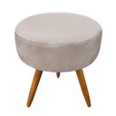 Ver imagem 4 de Kit 2 Poltronas/Puff Redonda Veludo Bege Pés Palito Castanho