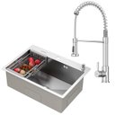 Ver imagem 1 de Kit Cuba Gourmet Quebec 62cm Aço Inox 304 e Torneira Gourmet Milão Monocomando Goldenx