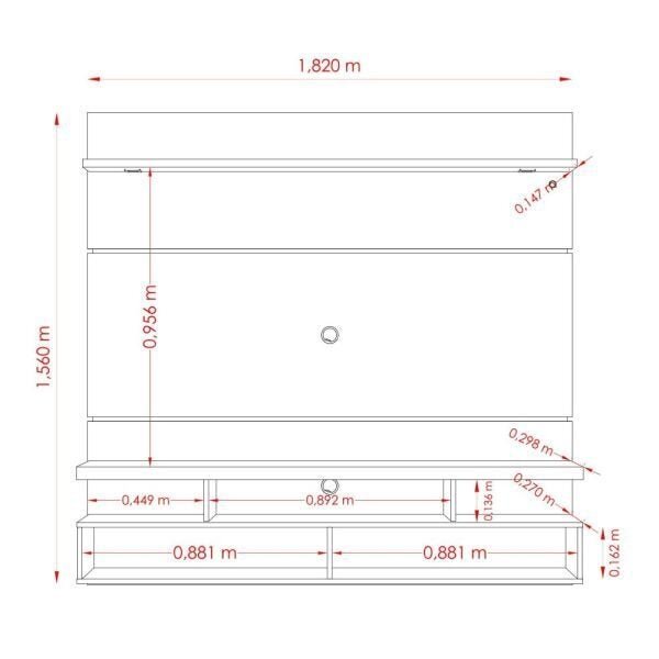 Painel Suspenso Lana 180cm para Tv Até 60 Polegadas Madetec Off White/Savana Cestaplus - 4