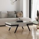 Ver imagem 2 de Mesa Centro Sala Retangular Tampo Branco Vidro Branco Base Cor Preta Ebano