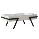 Ver imagem 1 de Mesa Centro Sala Retangular Tampo Branco Vidro Branco Base Cor Preta Ebano