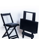Ver imagem 1 de Conjunto Mesa 120x70 6 Cadeiras Dobrável Tabaco Estofado Preto Ref. DM120.6TP DMadeirastore