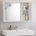 Ver imagem 2 de Espelheira de Banheiro Armário Suspenso com Espelho Cannes com Nicho e Prateleiras - Jm3 Móveis:bran