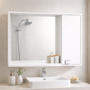 Ver imagem 1 de Espelheira de Banheiro Armário Suspenso com Espelho Cannes com Nicho e Prateleiras - Jm3 Móveis:bran