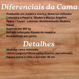 Cama Casal Malbec Madeira Maciça Angelim Pedra/tauari Tabaco - 4