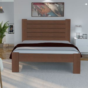 Cama Casal Malbec Madeira Maciça Angelim Pedra/tauari Tabaco