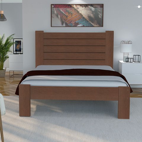 Cama Casal Malbec Madeira Maciça Angelim Pedra/tauari Tabaco