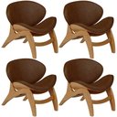 Ver imagem 1 de Kit 4 Poltronas Decorativa Orgânica Sala Living Kadosh L02 Couríssimo Marrom