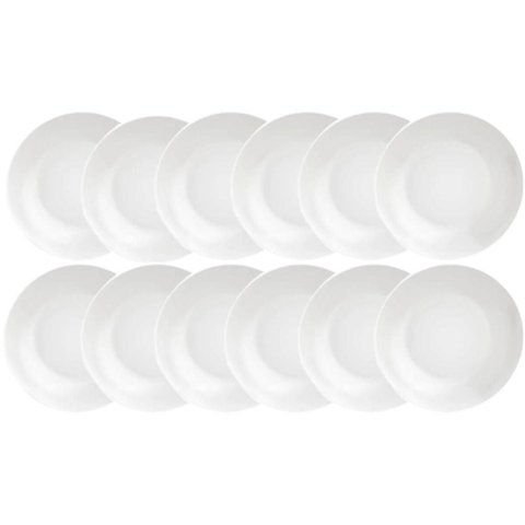 Jogo 12 Pratos Fundos Porcelana 21cm Tramontina Leonora Branco Mesa Posta