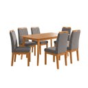Ver imagem 1 de Conjunto Mesa Jantar 120x90 com 6 Cadeiras Blend Pés Madeira Maciça Design Elegante - Cinza Escuro
