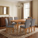 Ver imagem 3 de Conjunto Mesa Jantar 120x90 com 6 Cadeiras Blend Pés Madeira Maciça Design Elegante - Cinza Escuro