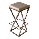 Ver imagem 1 de Banqueta Zênite - Cobre - Assento Estofado Pérola - 75cm