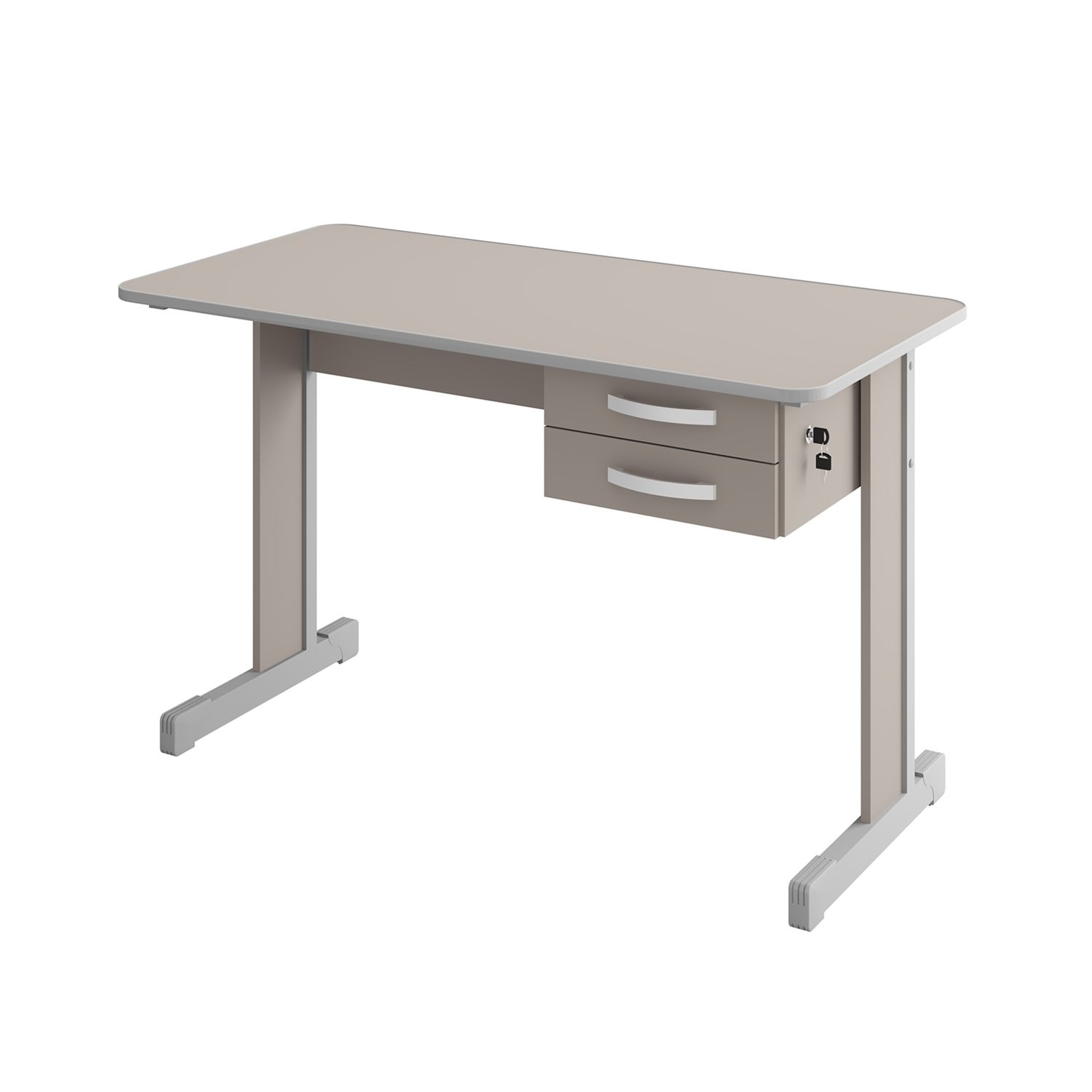 Mesa Para Escritório Com 2 Gavetas Com Chave Cor:Cinza | MadeiraMadeira