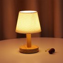 Ver imagem 6 de Abajur Lâmpada de cama led base madeira maciça decoração proteção para os olhos curto sono mesa luz