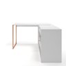 Mesa de Canto em L para Escritório Home Office Modelo Alberto Magno Branco com Cobre - 9