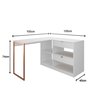 Mesa de Canto em L para Escritório Home Office Modelo Alberto Magno Branco com Cobre - 11