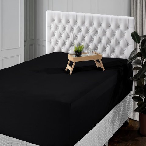 Lençol Queen Avulso 400 Fios Percal Poliéster Liso Toque Macio com Elástico