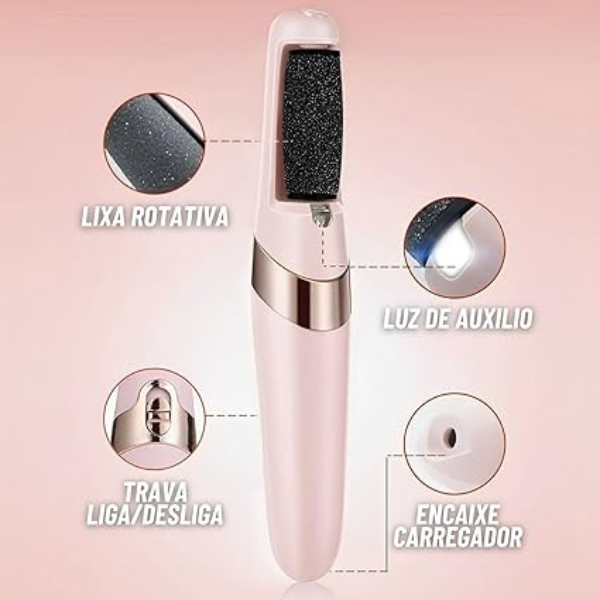 Lixa Elétrica para Pés Calcanhar Remoção de Calos Rosa - 7