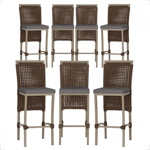 7 Banqueta em Alumínio Roma Fendi Corda Náutica Tecido 11