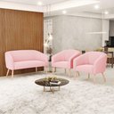 Ver mais imagens de Kit 01 Namoradeira 02 Lugares E 02 Poltronas Rosa Bebê