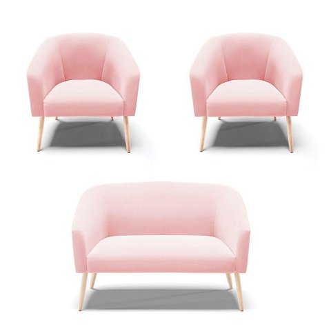 Kit 01 Namoradeira 02 Lugares E 02 Poltronas Rosa Bebê