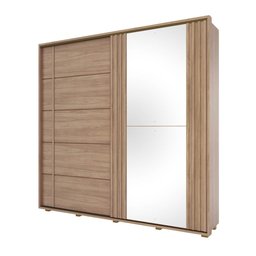 Guarda-Roupa 2 Portas Correr Henn Havaí D306-198 6 Gavetas Jequitibá Brilho SE - 1