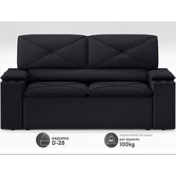 Sofá com Porta Copos Retrátil e Reclinável Pop 1,54m Velosuede Preto - Netsofas - 4