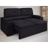 Sofá com Porta Copos Retrátil e Reclinável Pop 1,54m Velosuede Preto - Netsofas - 1