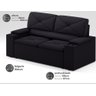 Sofá com Porta Copos Retrátil e Reclinável Pop 1,54m Velosuede Preto - Netsofas - 2