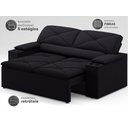 Ver imagem 3 de Sofá com Porta Copos Retrátil e Reclinável Pop 1,54m Velosuede Preto - Netsofas