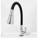 Ver imagem 2 de Torneira Cozinha Mesa Gourmet Preta Cone Cromo 1/4 Volta C70